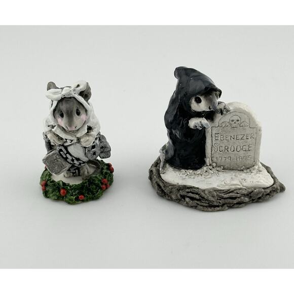 Wee Forest Folk Ghost of Xmas Future and Marley's Ghost Mice Figurines 1987 AP - Picture 2 of 10